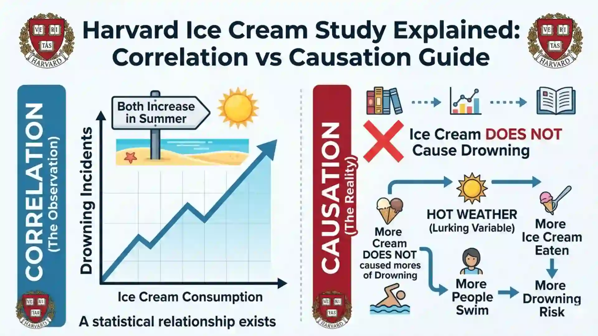 Harvard Ice Cream Study Explained: Correlation vs Causation Guide